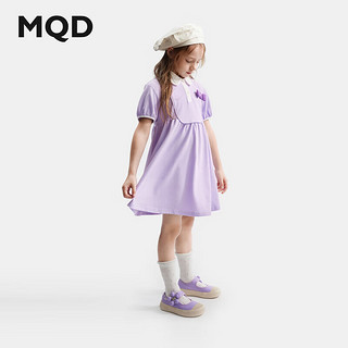 马骑顿（MQD）童装女童连衣裙2024夏季甜美学院风polo领网眼儿童裙子