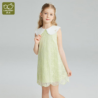 拉比（Labi Baby）童装女童连衣裙儿童可爱花边娃娃领裙子夏季无袖公主裙 绿色 120