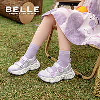 88VIP：BeLLE 百丽 童鞋儿童单网鞋透气2024春季新款女童运动鞋小女孩花朵宝宝鞋