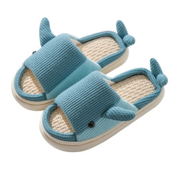 88vipzhubaba猪爸爸儿童亚麻拖鞋春秋女童室内防滑棉拖鞋男孩可爱卡通