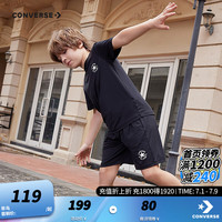 Converse匡威儿童套装T恤短袖短裤速干套装2024夏季中大童男女童运动2件套 正黑色 160/80