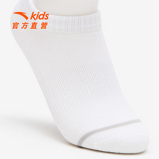 安踏儿童袜子女童防臭袜秋季舒适透气棉袜子儿童短袜三双装 白色-1 S  3-5岁