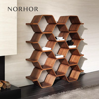 NORHOR北欧表情/中古风MCM哥本哈根/BEEH曲木蜂巢多格书架陈列架 1.36m 