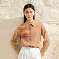 伊芙丽设计感橙色复古油画衬衫女春夏新
