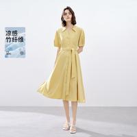简约设计感A摆宽松职场衬衫式连衣裙女2024夏装裙子