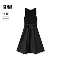 森马（Semir）连衣裙女撞色时尚通勤2024夏假两件修身背心裙 黑色90001 155/80A/S