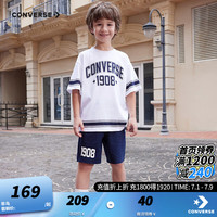 Converse匡威儿童套装男童T恤短袖短裤2024夏季薄款中大童夏装运动2件套 纯白色 130/64