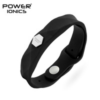 power ionics欧美菱动运动手环负离子能量男女硅胶手镯可刻字配饰 黑色