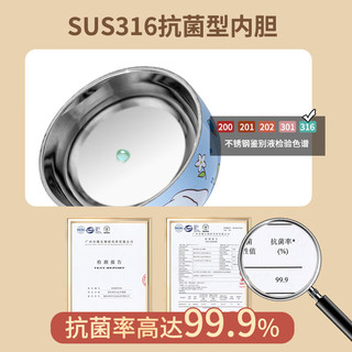 国风儿童碗母婴级316不锈钢辅食碗不锈钢饭碗双层防摔防烫宝宝碗 【316】蓝狗小号12cm（加盖子）