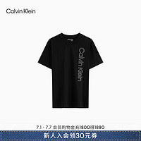 Calvin Klein运动24秋季男士字母印花ck纯棉跑步针织短袖T恤GMF4K113 BAE-太空黑 M