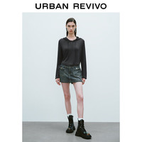 URBAN REVIVO 女士潮流轻户外运动风连帽长袖T恤 UWV440184