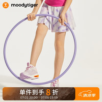 moodytiger女童百褶半身裙24年夏季印花防走光儿童运动裙裤短裙子 谧色紫 110cm