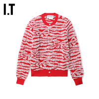 IT CDG COMME des GARCONS GIRL女装网纱褶饰拼接合身针织开衫