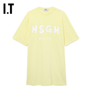 IT MSGM女装宽松短袖连衣裙活力简约logo印花T恤裙A51002BM