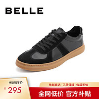 BeLLE 百丽 牛皮百搭休闲鞋男秋季韩版复古德训鞋板鞋52022CM2 黑色 38