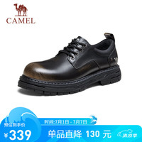 骆驼(CAMEL)复古休闲皮鞋男士大头马丁鞋低帮工装鞋 G14A076609