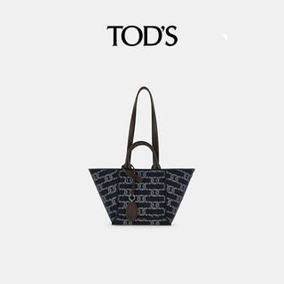 TOD'S2024早秋女士小号牛仔布托特包手提单肩包通勤包 灰/黑色 PZ