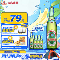 TSINGTAO 青岛啤酒 经典老青岛百年工艺大容量640ml*6瓶 整箱装 父亲节送礼