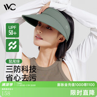 VVC遮阳帽女长帽檐防紫外线防晒帽纯色太阳帽户外沙滩空顶帽子 鼠尾绿
