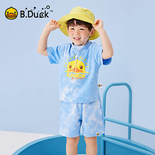 B.Duck【套装】小黄鸭童装男童短袖T恤纯棉夏季宝宝短袖短裤两件套 海洋蓝 120cm