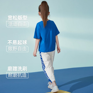 ASK JUNIOR女童套装24夏薄款儿童印花短袖t恤裤凉感跑步两件套 蓝色 170