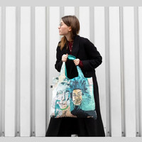 LOQI 巴斯奎特包袋涂鸦环保袋艺术轻便购物袋收纳分类袋双肩单肩多用 沃霍尔