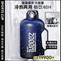 nRMEi 恩尔美 多巴胺保温杯大容量男保冷杯吨顿吨桶冰霸杯不锈钢运动水杯 渐变蓝1500ML