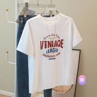 【圆领短袖T恤】2024夏装新女士字母印花套头休闲简约上衣