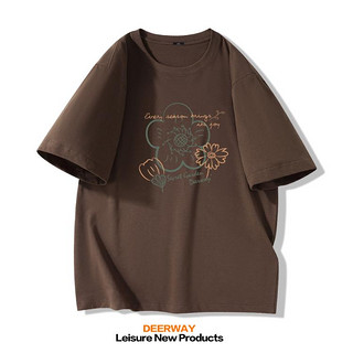 Deerway 德尔惠 运动短袖T恤女夏季新款宽松纯棉女式针织圆领体恤