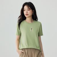 纯棉舒适趣味印花短袖T恤女2024夏季百搭休闲圆领套头上衣