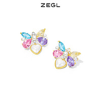 ZENGLIU ZEGL设计师彩色蝴蝶结耳环女轻奢高级感珍珠爱心耳钉银针夏天耳饰