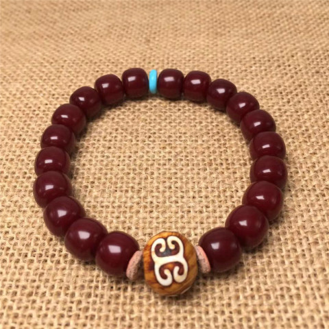 菩提根　彫玉　茶水晶　念珠 菩提根彫玉茶水晶念珠