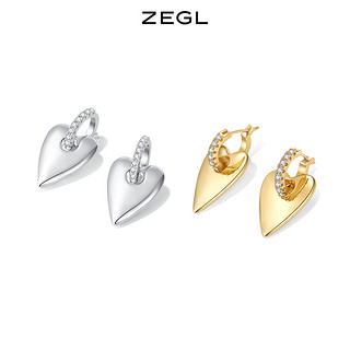 ZENGLIU ZEGL欧美风爱心耳环女2024年新款潮耳钉小众设计感高级复古耳饰品