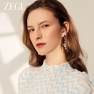 ZENGLIU ZEGL设计师糖心兔兔系列长款流苏耳环女小众彩色耳钉925银针耳饰