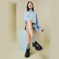 【真皮牛皮】24春季复古学院风牛津鞋粗跟女单鞋
