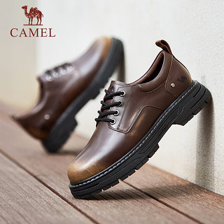 骆驼（CAMEL）复古休闲皮鞋男士大头马丁鞋低帮工装鞋 G14A076609 非酶棕 38 