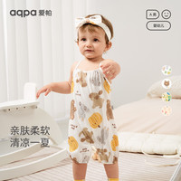 aqpa婴儿吊带连体衣哈衣纯棉夏季薄款男女宝宝衣服爬服睡衣萌 蜡笔小熊 66cm