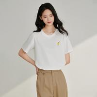 纯棉舒适卡通香梨印花T恤女2024夏季休闲百搭显瘦短袖上衣