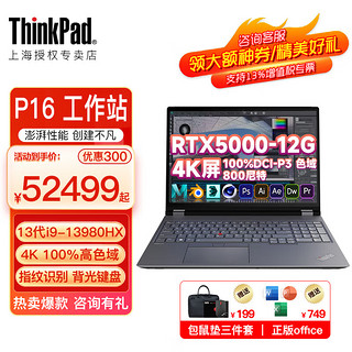 ThinkPad 思考本 P16 16英寸轻薄 标压高性能移动图形工作站 联想笔记本电脑 I9-13980HX 4K屏 RTX5000