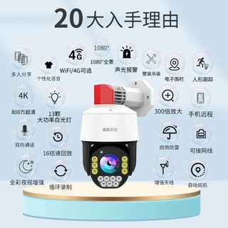  高斯贝尔 360度无死角夜视全景 监控摄像头+128G卡  128GB