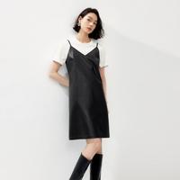 显瘦修身皮质吊带连衣裙2024春装气质高级感茶歇裙子