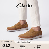 Clarks其乐男鞋春夏舒适透气一脚蹬革休闲皮鞋婚鞋 棕色 261686778 41
