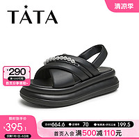 他她（TATA）2024夏时尚舒适女休闲凉鞋WW401BL4 黑色 36