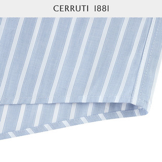 CERRUTI 1881男装夏季商务休闲纯棉条纹短袖衬衫男C4942EI031 粉蓝 41