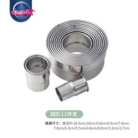 仙妮贝儿(Shaniabelle) 加厚不锈钢饼干切模圆形波浪花型慕斯圈切果蔬饺子皮烘焙工具 12圈圆平口 70%选择
