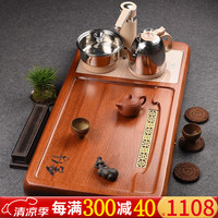 从简花梨木茶盘套装电磁炉全自动一体功夫茶具大号整块实木排水式茶台 花梨木舍得框架:85*43*5cm【配电器】