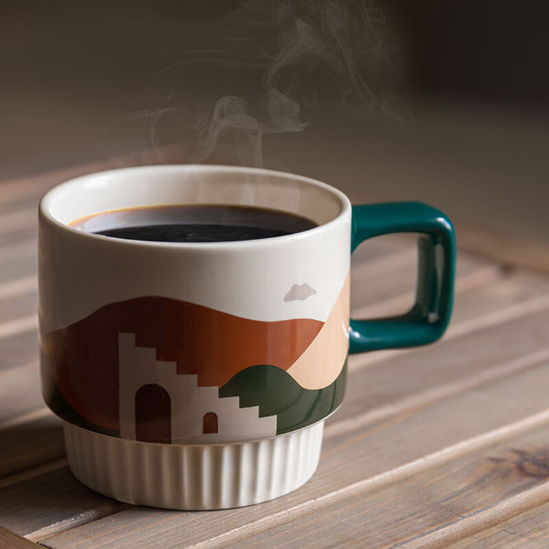 美杜高颜值莫兰迪咖啡杯复古陶瓷马克杯水杯早餐杯拉花杯北欧ins 咖啡杯【沙漠的夜色】