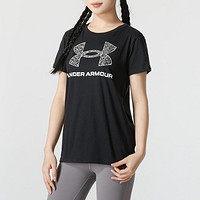 安德玛 圆领短袖女装上衣户外舒适透气跑步运动休闲女式T恤