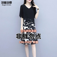 莎妮朵罗大码女装连衣裙胖妹妹夏装宽松遮肚子胖人显瘦款胖mm裙子16210 黑色【15136】 3XL140-160斤穿着