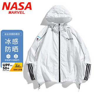 NASA MARVEL防晒衣男夏季防晒服轻薄夹克外套冰感款皮肤衣 白色 S 